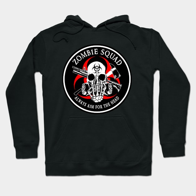 Biohazard Zombie Squad Always aim for the head F U Ring Patch outlined Hoodie by Ratherkool